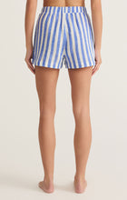 Load image into Gallery viewer, Model wearing ZSupply - Morning Stripe Boxer in white/blue - back.
