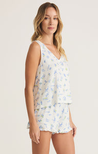 Model wearing ZSupply - Bridgette Citron Tank in White.