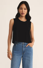 Load image into Gallery viewer, Model wearing ZSupply - Sloane Jersey Muscle Tank in Black.
