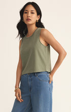 Load image into Gallery viewer, Model wearing ZSupply - Sloane Jersey Muscle Tank in Avocado.
