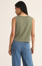 Load image into Gallery viewer, Model wearing ZSupply - Sloane Jersey Muscle Tank in Avocado - back.

