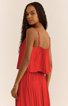 Load image into Gallery viewer, Model wearing ZSupply - Fiore Crinkle Satin Tank in Cabana Red - back.
