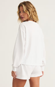 Model wearing ZSupply - Ellis Sweatshirt in White - back.