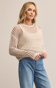 Model wearing ZSupply Felix Sweater in Crystal.