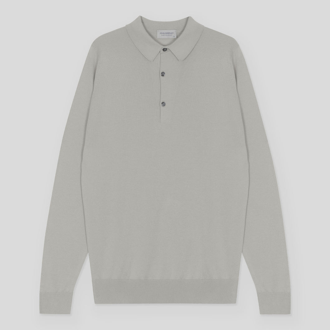 John Smedley - Bradwell L/S Cotton Polo Shirt in parchment.