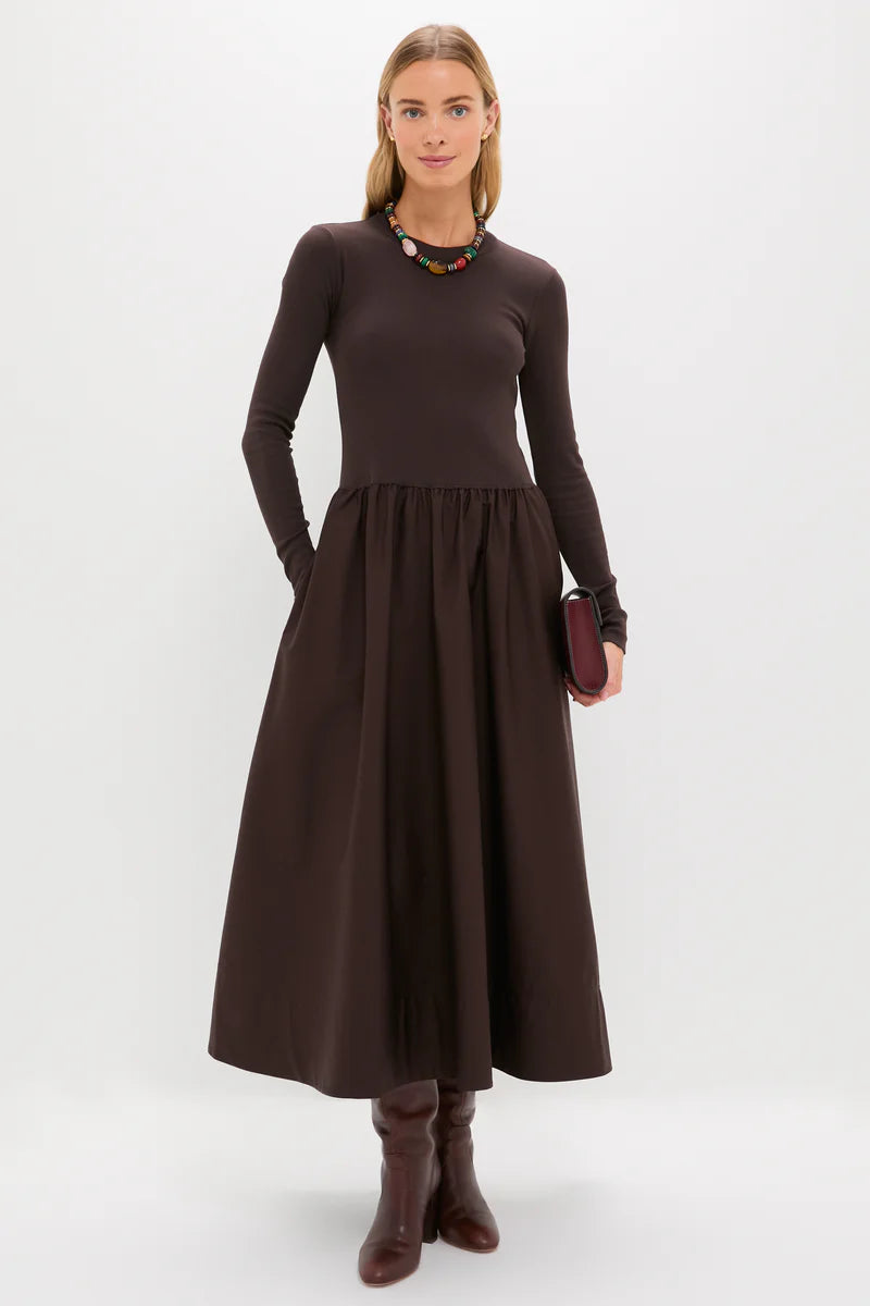 Polo Ralph Lauren - Rib Knit Crew Neck Long Sleeve A-Line Dress