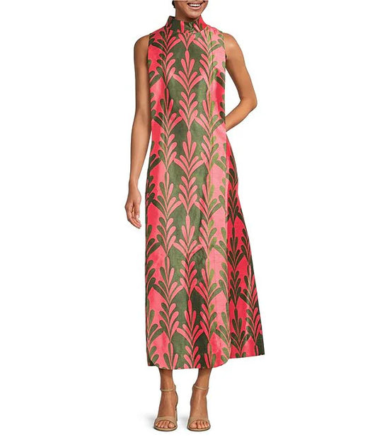 Model wearing Frances Valentine - Carlyle Maxi Dress in Watermelon.