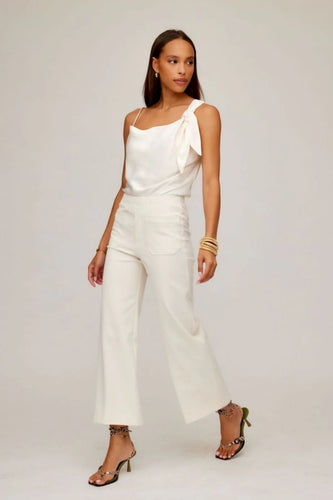 Model wearing Fifteen Twenty - Celia Cropped Pant in Ecru.