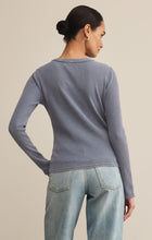 Load image into Gallery viewer, Model wearing ZSupply Arlet Mini Thermal Top in Storm Cloud - back.
