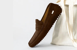 Oliver Cabell Men's Driving Loafers in Chocolate.