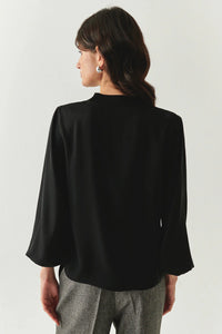 Exquise - Joelle Black Long Sleeve High Neck Blouse