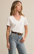 Load image into Gallery viewer, Model wearing ZSupply Weekdays V-Neck Tee in White.

