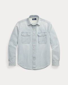 POLO Ralph Lauren - Classic Fit Striped Twill Workshirt in White Indigo.