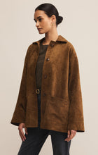 Load image into Gallery viewer, Model wearing ZSupply Decker Suede Chore Jacket in Coconut.
