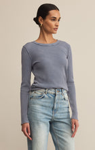 Load image into Gallery viewer, Model wearing ZSupply Arlet Mini Thermal Top in Storm Cloud.
