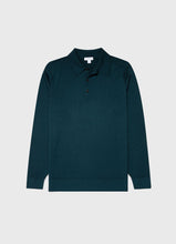 Load image into Gallery viewer, Sunspel - Fine Merino Wool LS Polo Shirt in Peacock.
