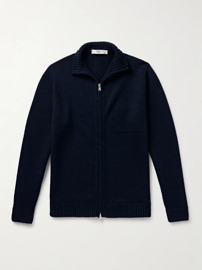 Inis Meain - Textured Zip Jacket in Navy