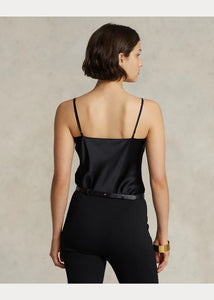 Model wearing Polo Ralph Lauren - Silk Camisole Black - back.