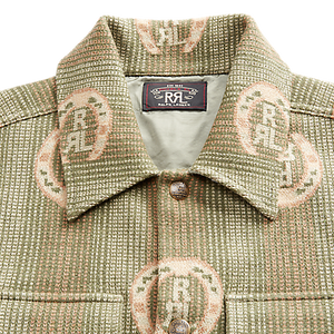 RRL - L/S Cotton Jacquard Sweater Shirt in Sage Multi.