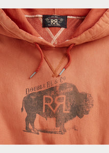 RRL - Logo Fleece Hoodie in Vintage Orange.