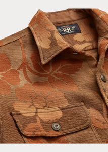 RRL - Floral Jacquard Workshirt in Brown/Orange.