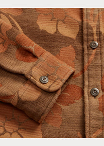 RRL - Floral Jacquard Workshirt in Brown/Orange.