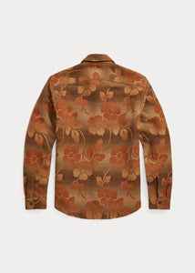 RRL - Floral Jacquard Workshirt in Brown/Orange - back.