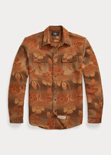 Load image into Gallery viewer, RRL - Floral Jacquard Workshirt in Brown/Orange.
