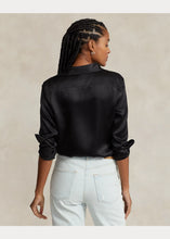 Load image into Gallery viewer, Model wearing Polo Ralph Lauren - Classic Fit Silk Shirt in Black - back.
