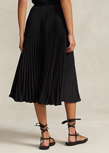 Load image into Gallery viewer, Model wearing Polo Ralph Lauren - Pleated Georgette Skirt in Black - back.

