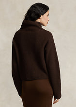 Load image into Gallery viewer, Model wearing Polo Ralph Lauren - Ribbed Wool-Cashmere Mockneck Sweater in Cedar Heather - back.
