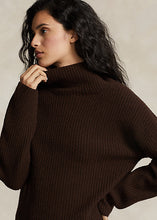 Load image into Gallery viewer, Model wearing Polo Ralph Lauren - Ribbed Wool-Cashmere Mockneck Sweater in Cedar Heather.
