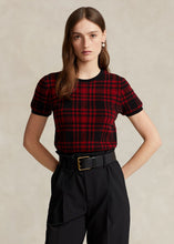 Load image into Gallery viewer, Model wearing Polo Ralph Lauren - Plaid Wool Short Sleeve Sweater in Red/Black Plaid.
