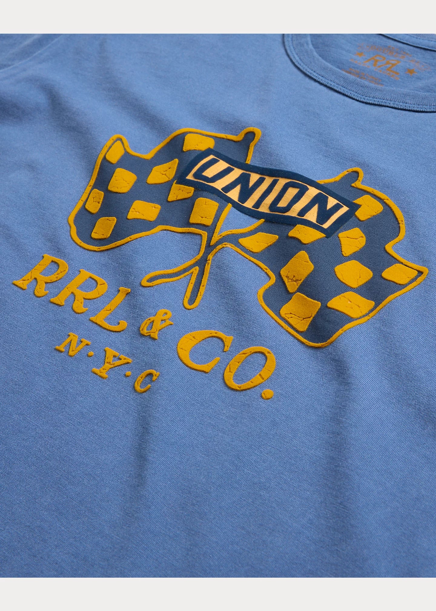 RRL - Jersey Graphic T-shirt in blue.