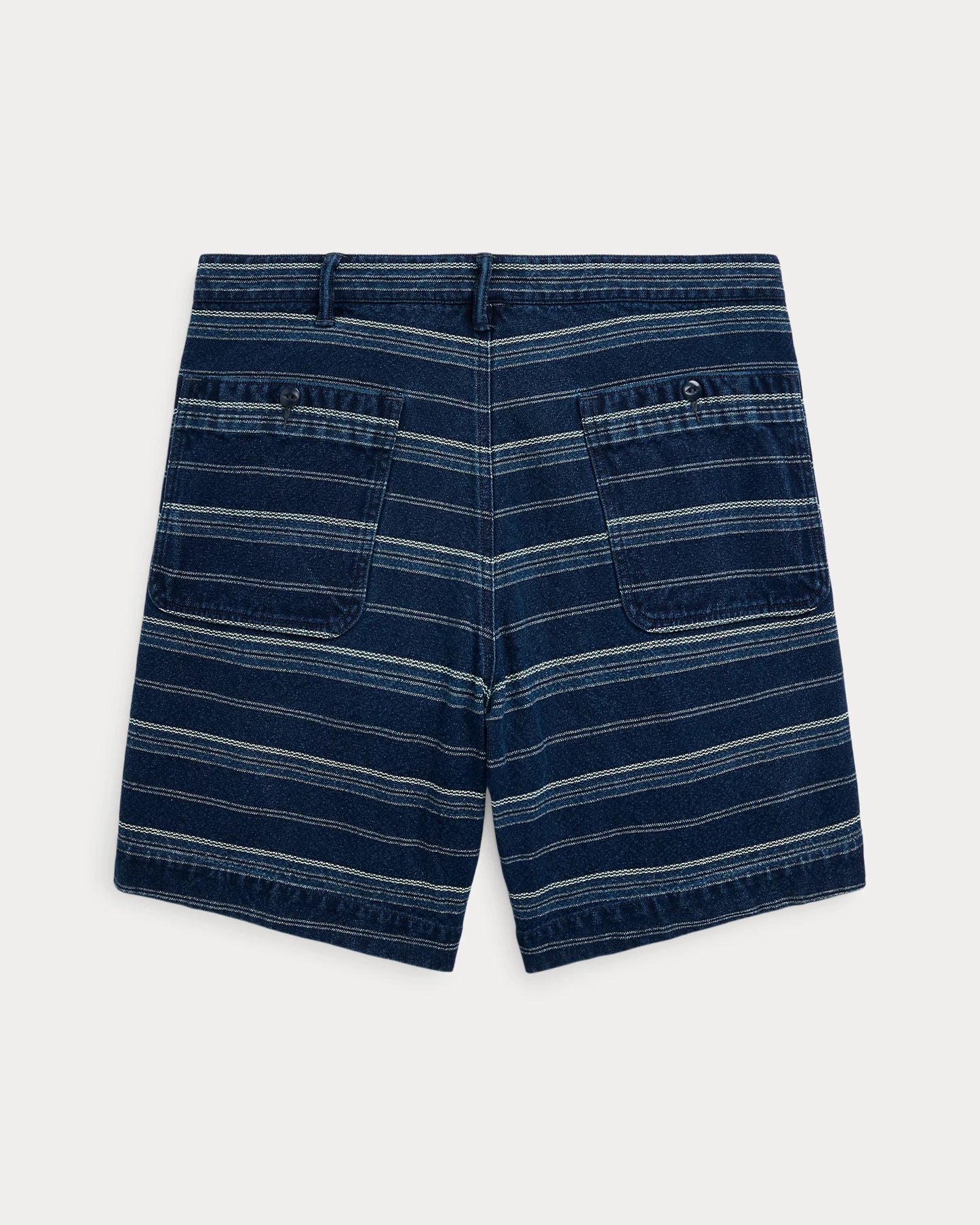 RRL - Indigo Striped Dobby Short in Multi Indigo Stripe - back.