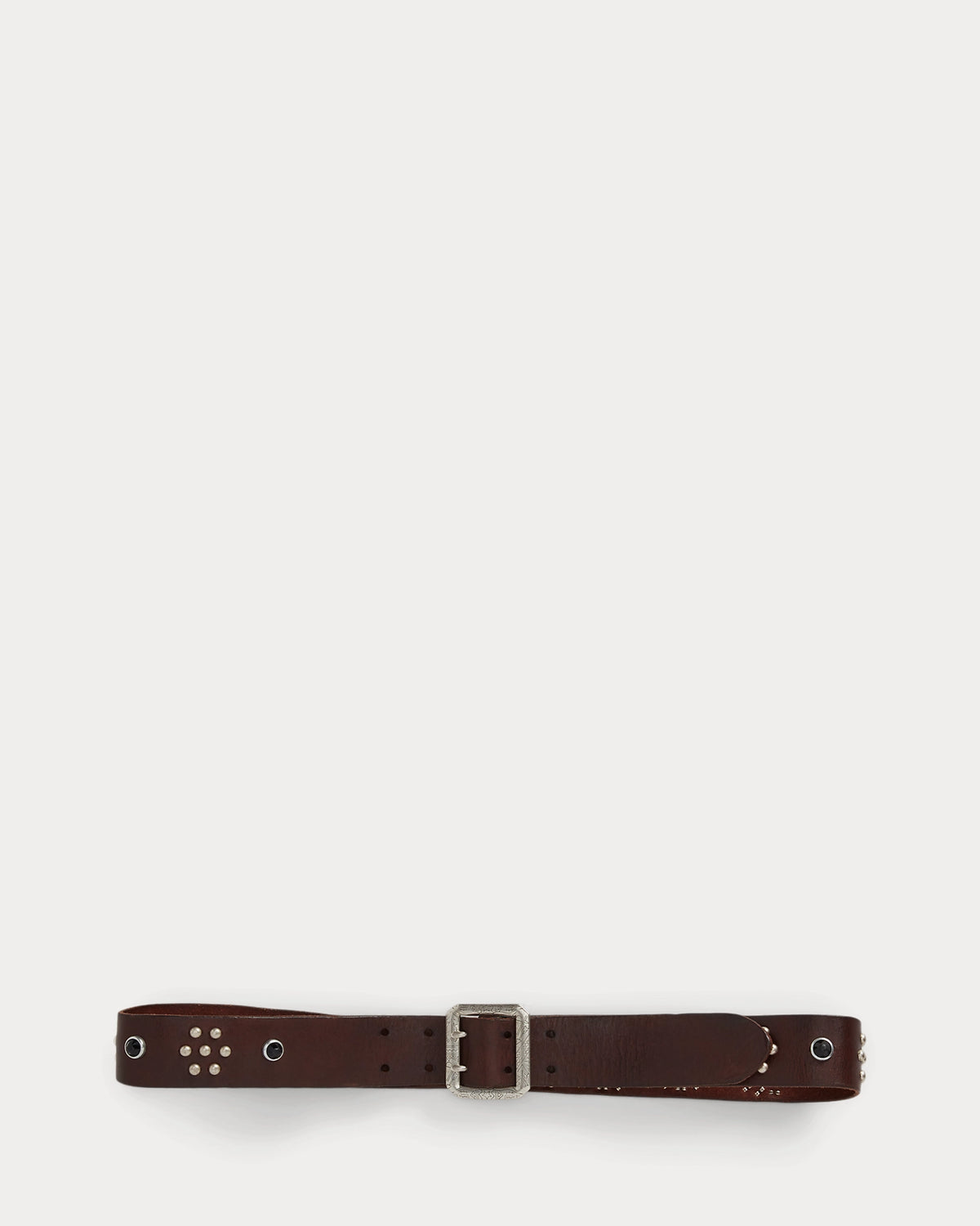 Brand R R On Belt RRL - Wylder Leather Studded-Logo Belt – Louie