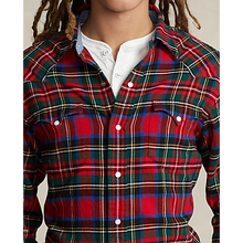 Load image into Gallery viewer, Model wearing POLO Ralph Lauren - L/S Ranch Classic Western Sport Shirt w/ Pockets in Red/Black Multi.

