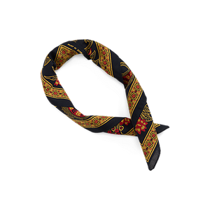 RRL - Motorcyclist-Print Cotton East 2 West Bandana in Navy/Yellow/Red.