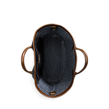 Load image into Gallery viewer, RRL - Large Cotton/Jute/Leather Beach Bag in Indigo/Brown.
