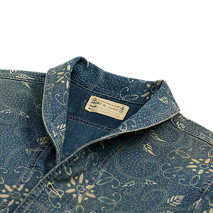 RRL - Indigo Print Woven Overshirt in Indigo/White Multi.