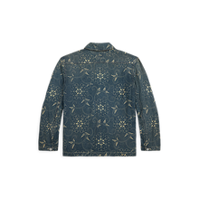 Load image into Gallery viewer, RRL - Indigo Print Woven Overshirt in Indigo/White Multi - back.

