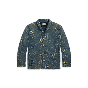 RRL - Indigo Print Woven Overshirt in Indigo/White Multi.