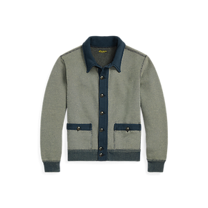 RRL - Striped Jacquard-Knit Cardigan in Navy Multi.