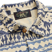 Load image into Gallery viewer, RRL - SS Nautical-Print Jersey Camp Shirt in Cream/Navy Multi.
