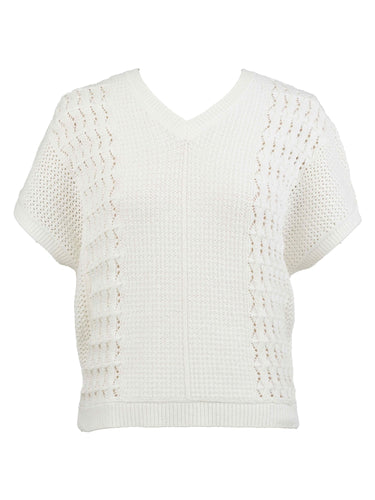 Kut from the Kloth - Tilda Pullover V-Neck Knit Sweater Vest in Off White.