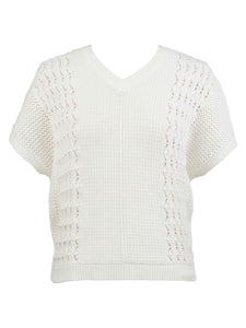 Kut from the Kloth - Tilda Pullover V-Neck Knit Sweater Vest in Off White.