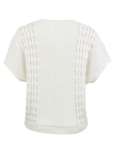 Kut from the Kloth - Tilda Pullover V-Neck Knit Sweater Vest in Off White - back.