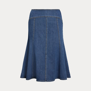 Polo Ralph Lauren - Paneled Denim A-Line Skirt in Bostwich Wash.