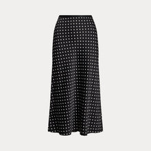 Load image into Gallery viewer, Polo Ralph Lauren - Poly Satin Polka Dot Maxi Pencil Skirt in Polka Dot Black/White.
