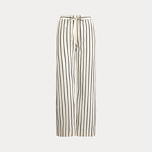 Load image into Gallery viewer, Polo Ralph Lauren - Silk Nylon Ankle Wide Leg Pant in White/Black Stripe.

